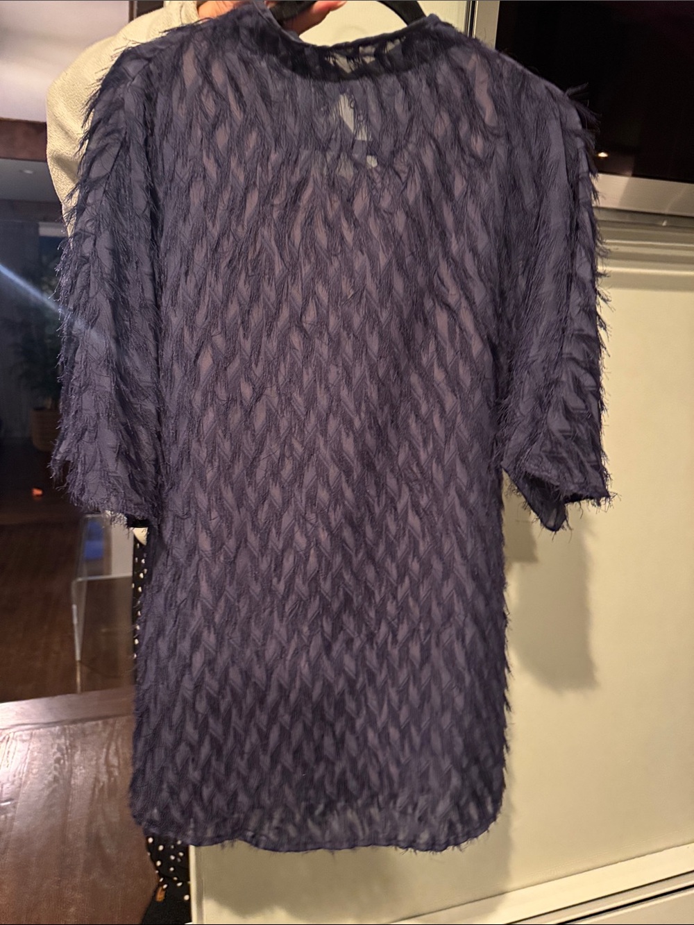 Anthropologie Navy Blue Textured Mini Dress